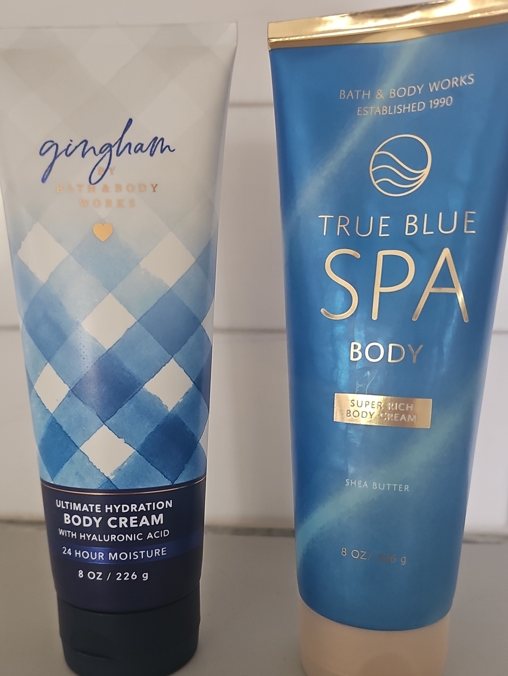 Bath & Body Works True Blue Spa & Gingham Blue Body Cream Duo